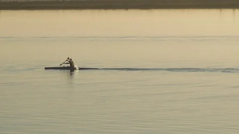 Canoeing on the ocean Stock Footage 85443023