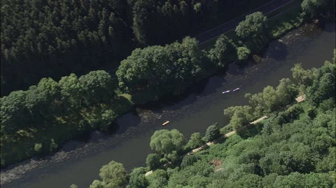 Canoeing On River Stock Footage 65381731