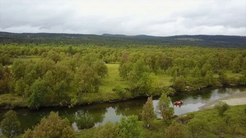 Canoeing on river Stock Footage 85462971