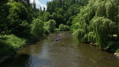 Canoeing on a river Video stock 198533697
