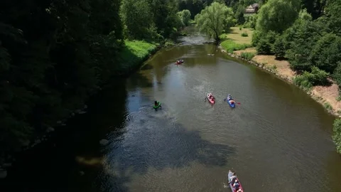 Canoeing on a river Video stock 198534036