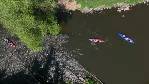Canoeing on a river Video stock 198534079