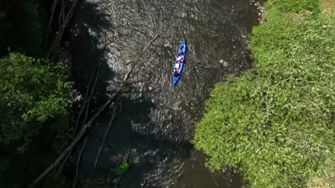Canoeing on a river Video stock 198534115