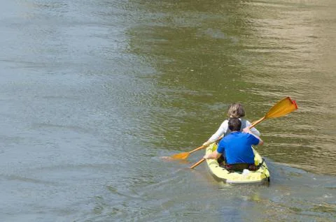 Canoeing on the River Stock Photos
