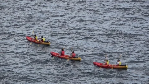 Canoeing in the sea Stock Footage 92737250