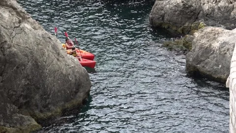 Canoeing in the sea Stock Footage 96224622