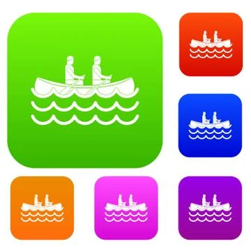 Canoeing set collection Illustrazione stock