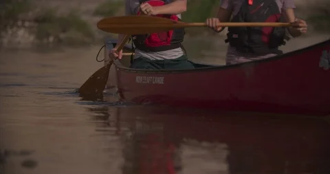 Canoeing through a River  Stockbeeldmateriaal 90546581