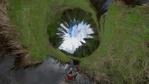 CAnoeist in a distorted 360 tunnel view Video stock 277288639