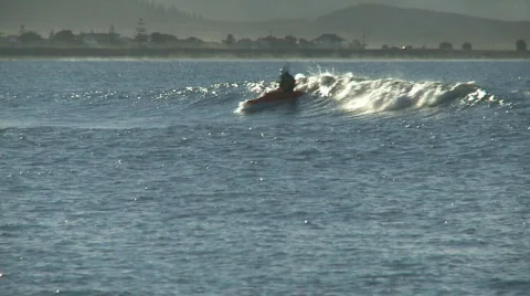 Canoeist in surf Stock Footage 765180