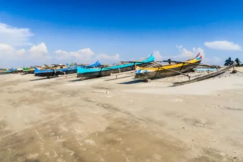 Canoes on the beach Stock Photos