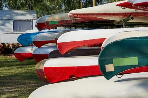 Canoes in a camp Stock Photos