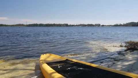 Canoes at the lake Stock Footage 76007178