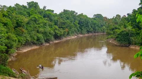 Canoes in Peru Amazon Stock Photos