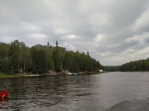 Canoes on the River Stock Footage 80163739