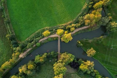 Canoes on the river Stock Photos
