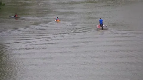 Canoing on the Tiber in Rome Stock Footage 42239739
