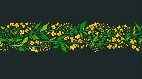 Canola color seamless pattern Vector strip, border Illustrazione stock