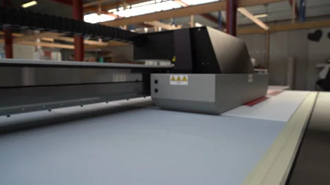 Canon Arizona UV Flatbed Printer in action Stock Footage 224934618