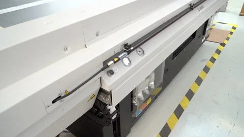 Canon Arizona UV Flatbed Printer calibrating before a job Stock Footage 224977052
