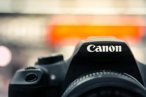 Canon Camera Logo Closeup Model Display New Photography Equipment Demo Octobe Stock Photos