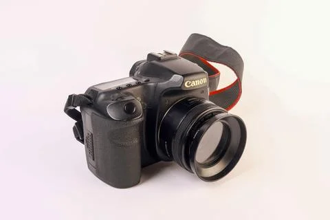 Canon EOS 50D DSLR camera body fitted with a standard prime lens, Stock Photos