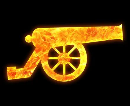 Canon outline with a bright fire pattern isolated on a black background Stock Illustration