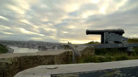 Canon with St. John's NL in the Background Stock Footage 25733640