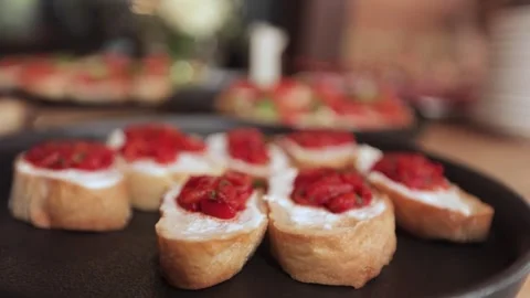Canopic snacks on a tray Stock Footage 300028164