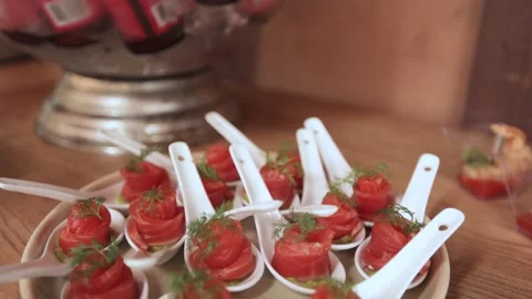 Canopic snacks on a tray Stock Footage 300028168