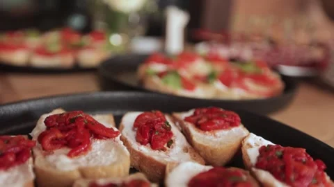 Canopic snacks on a tray Stock Footage 300028177