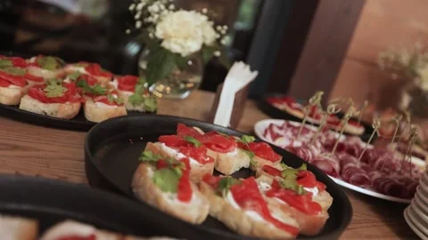 Canopic snacks on a tray Stock Footage 300028179