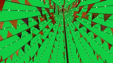 Canopy hub with radial lights rotating and flags fluttering by light breeze, Stock Footage 339724798