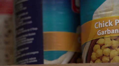 Cans of Beans on Shelf Video stock 42129712