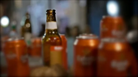 Cans of Beer dumped on the street Stock Footage 88158228