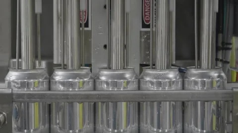 Cans Being Filled Stock Footage 244760122
