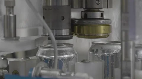 Cans Being Topped Stock Footage 244683817
