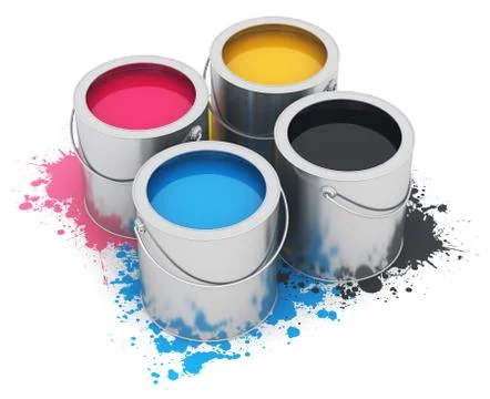 Cans with CMYK paint Stock Illustration