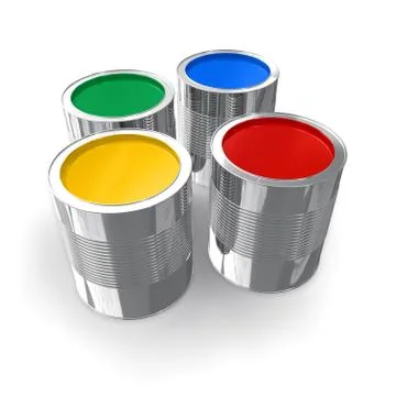 Cans with color paint Stock Illustration