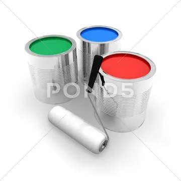 Cans with color paint Stock Illustration