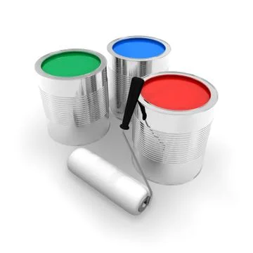 Cans with color paint Stock Illustration