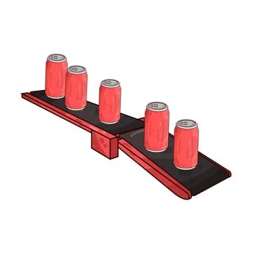 Cans on conveyor illustration Stock Illustration
