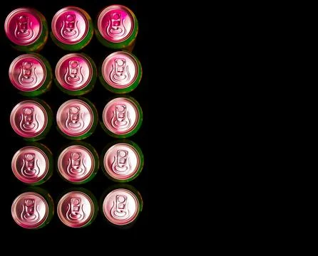 Cans of drink lined up Stock Photos