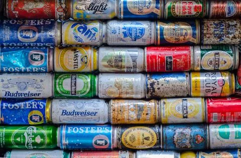 Cans drink pollution trash Stock Photos