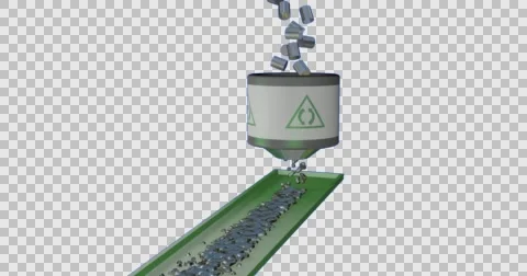 Cans dropped into recycling device and turned into reusable metals 스톡 동영상 65334706