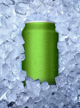 Cans of on ice background Stock Photos