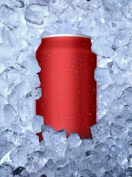Cans of on ice background Stock Photos