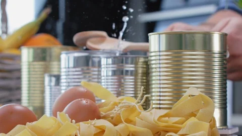 Cans In The Kitchen Abstract Concept Stock Footage 93063083