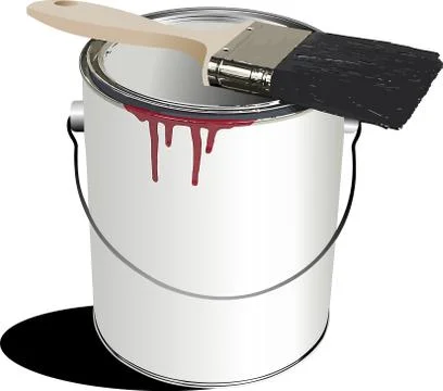 Cans of paint and a brush. Vector Stock Illustration