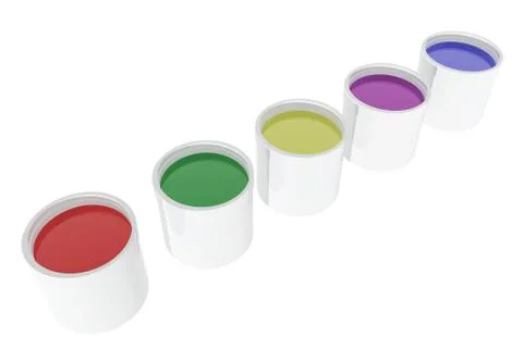 Cans of paint in line Illustrazione stock